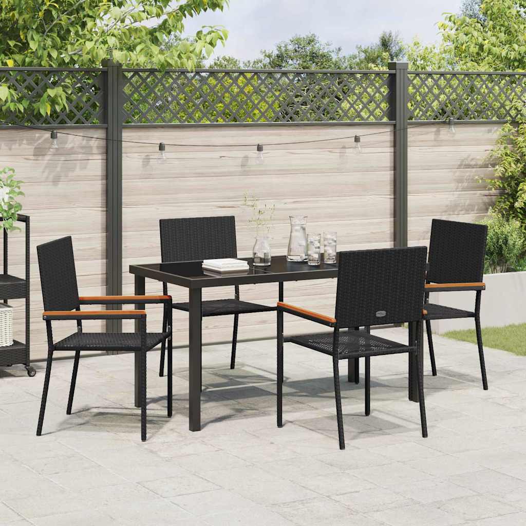 Set da Pranzo per Giardino 5 pz Nero polyrattan