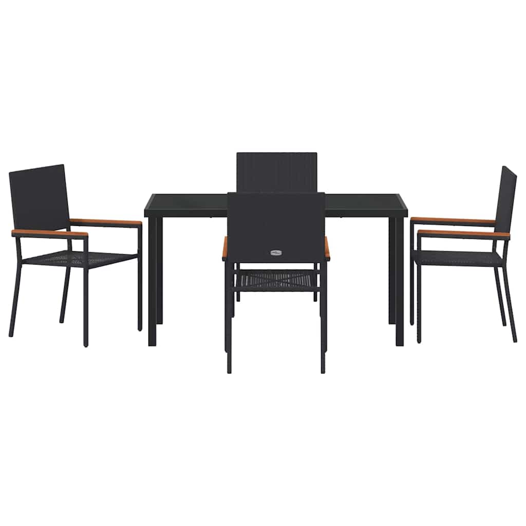 Set da Pranzo per Giardino 5 pz Nero polyrattan
