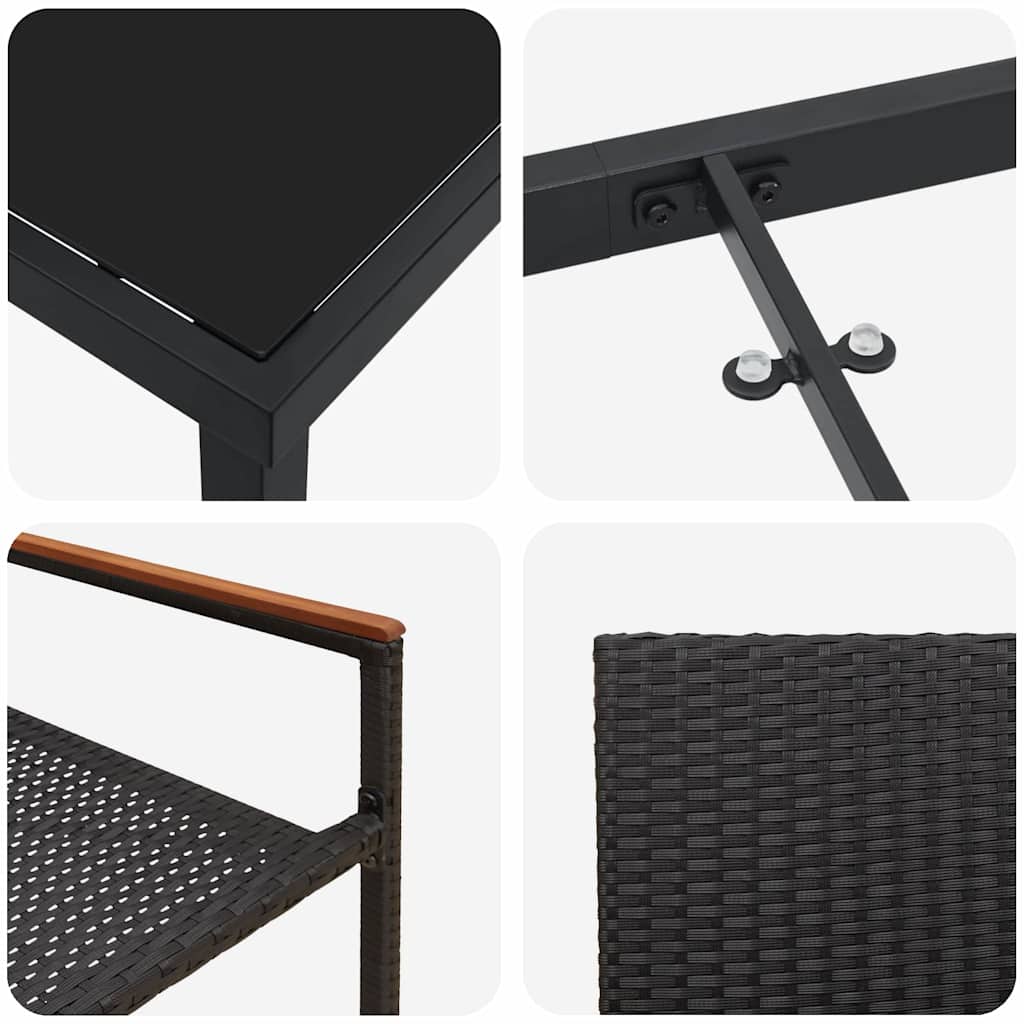 Set da Pranzo per Giardino 5 pz Nero polyrattan