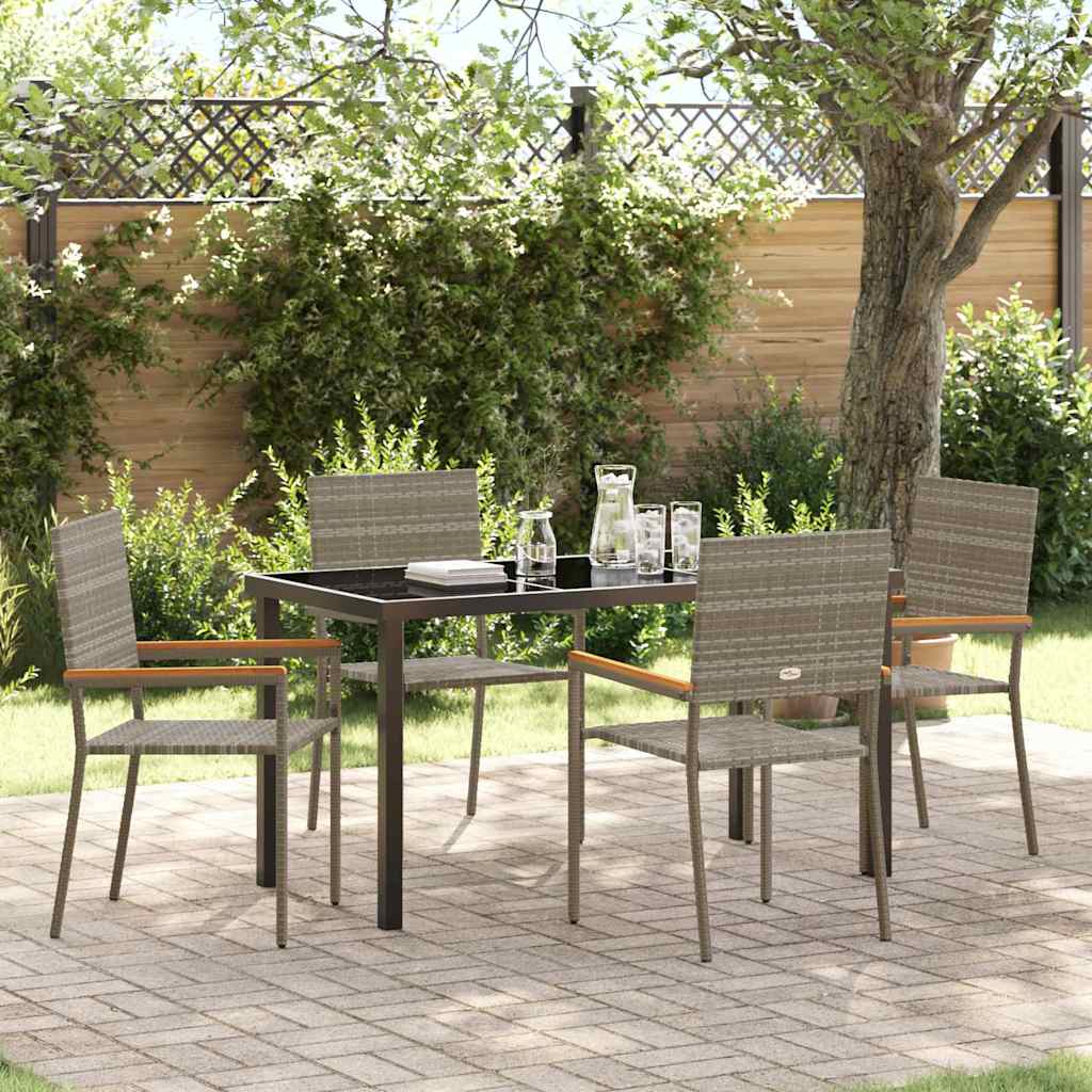 Set da Pranzo per Giardino 5 pz Grigio polyrattan