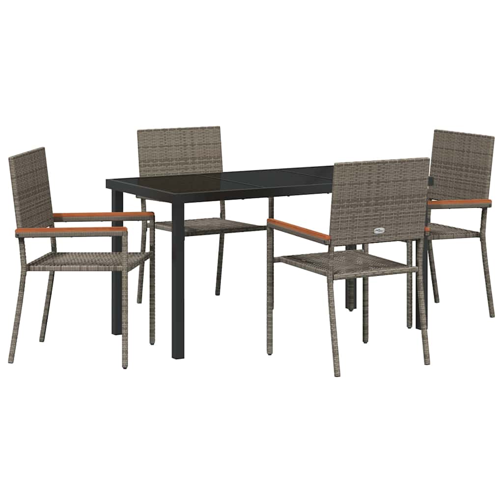 Set da Pranzo per Giardino 5 pz Grigio polyrattan