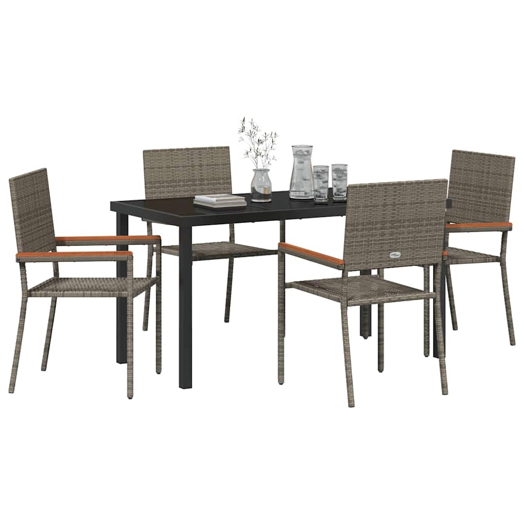Set da Pranzo per Giardino 5 pz Grigio polyrattan