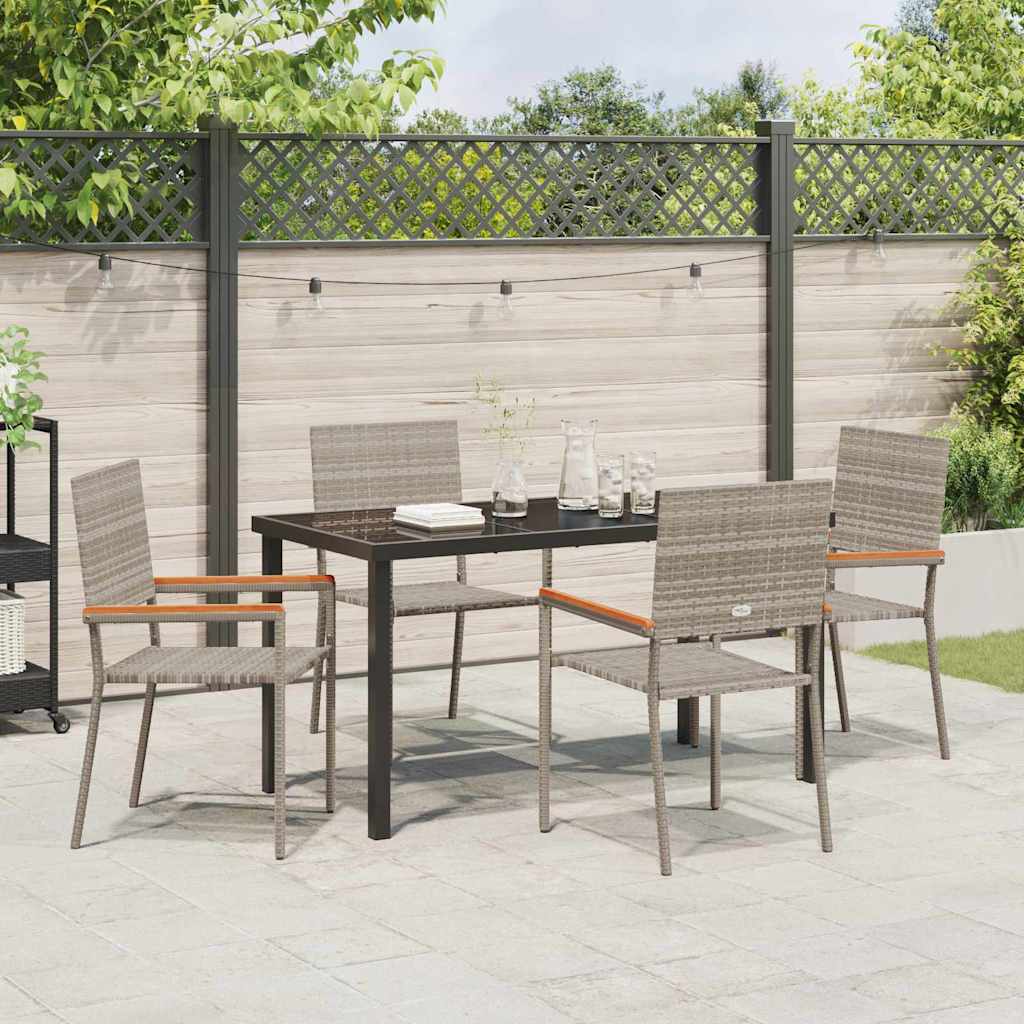 Set da Pranzo per Giardino 5 pz Grigio polyrattan