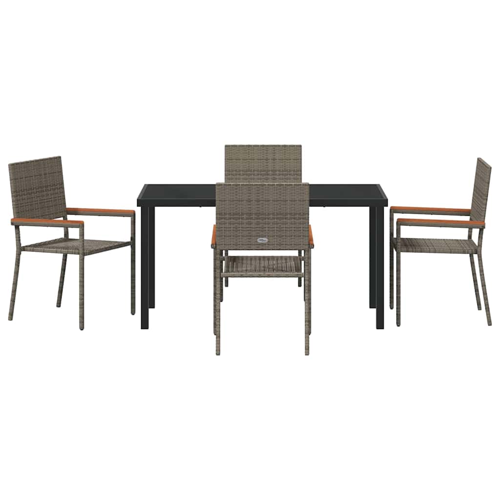 Set da Pranzo per Giardino 5 pz Grigio polyrattan
