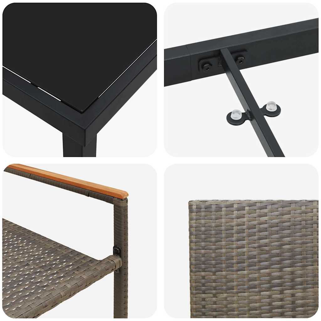 Set da Pranzo per Giardino 5 pz Grigio polyrattan