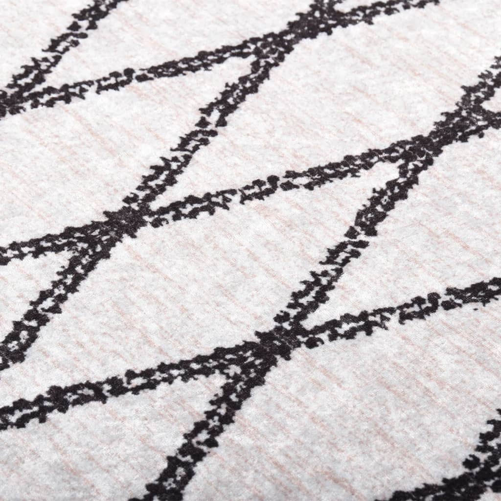 Tappeto Lavabile 80x300 cm Bianco e Nero