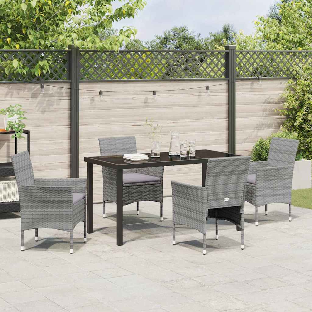 Set da Pranzo per Giardino 5 pz Grigio polyrattan
