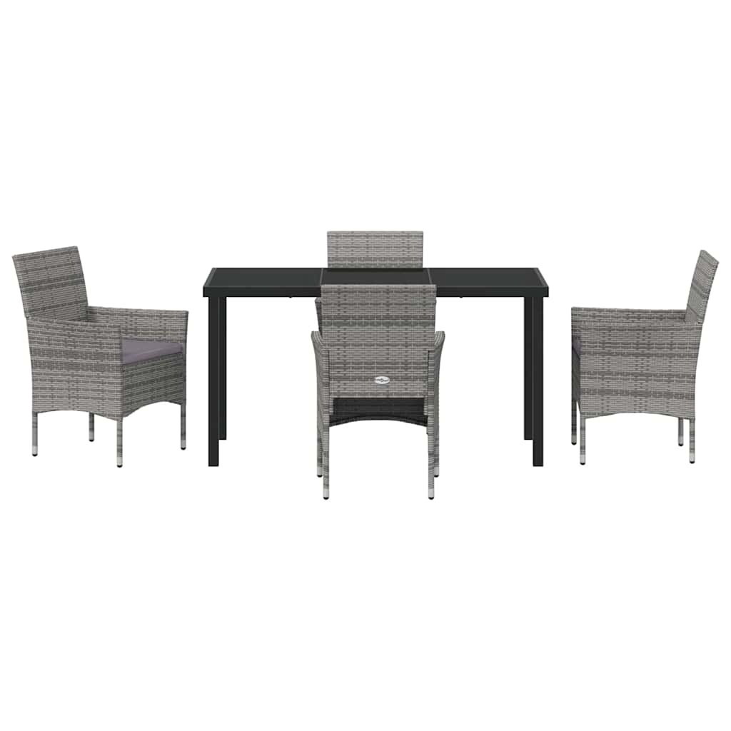 Set da Pranzo per Giardino 5 pz Grigio polyrattan