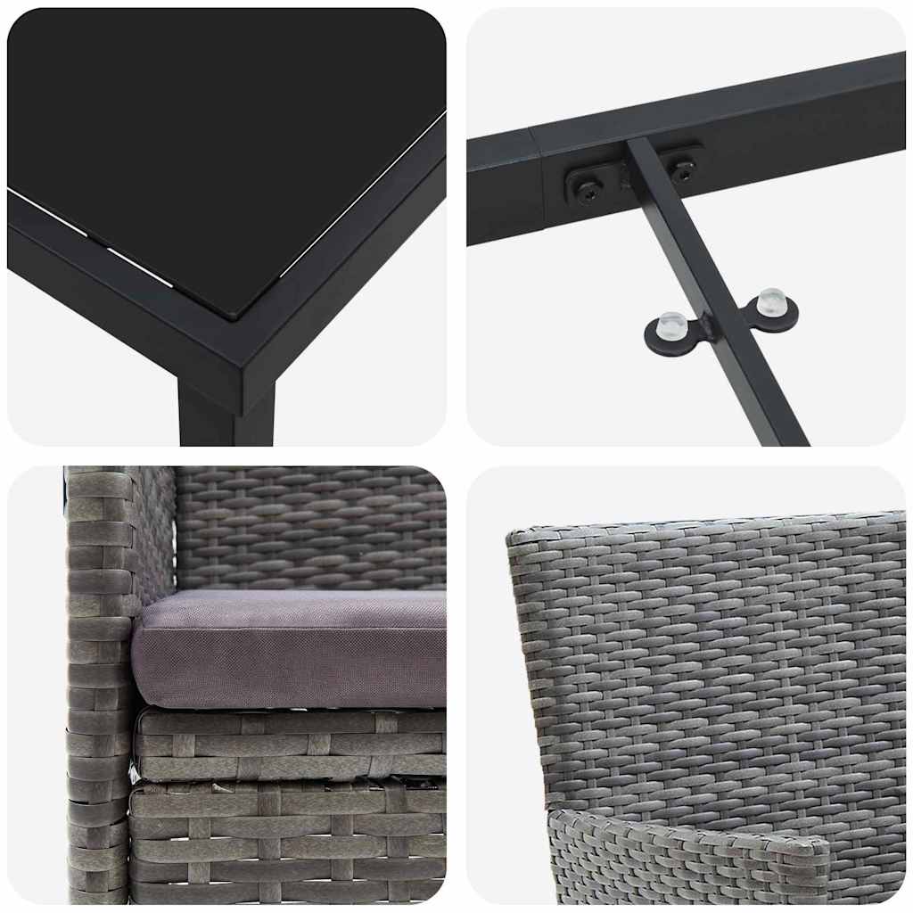 Set da Pranzo per Giardino 5 pz Grigio polyrattan