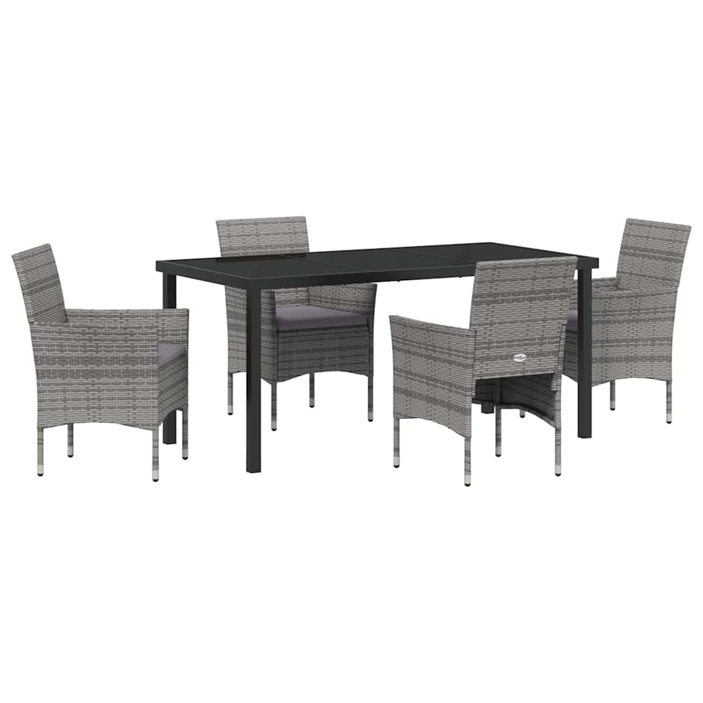 Set da Pranzo per Giardino 5 pz Grigio polyrattan