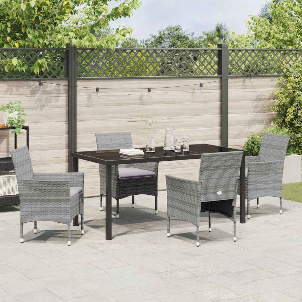 Set da Pranzo per Giardino 5 pz Grigio polyrattan