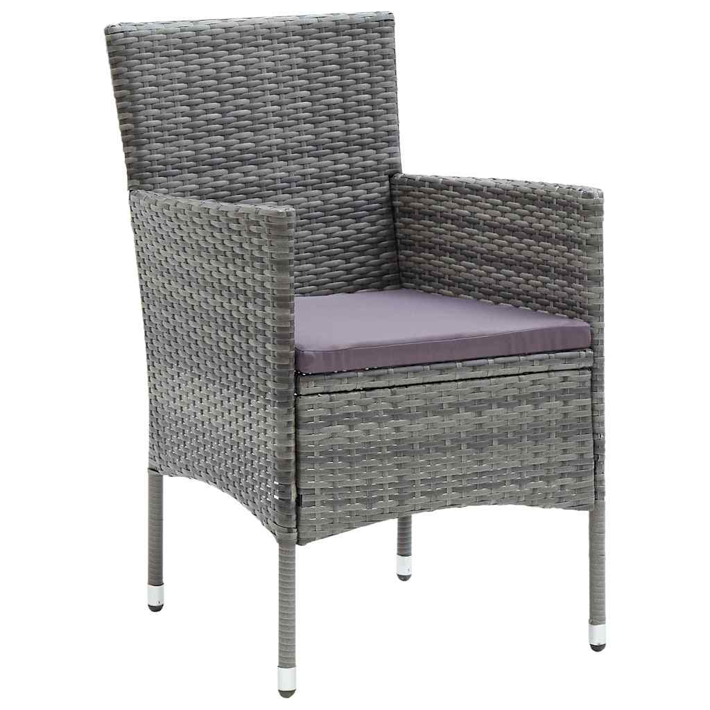 Set da Pranzo per Giardino 5 pz Grigio polyrattan