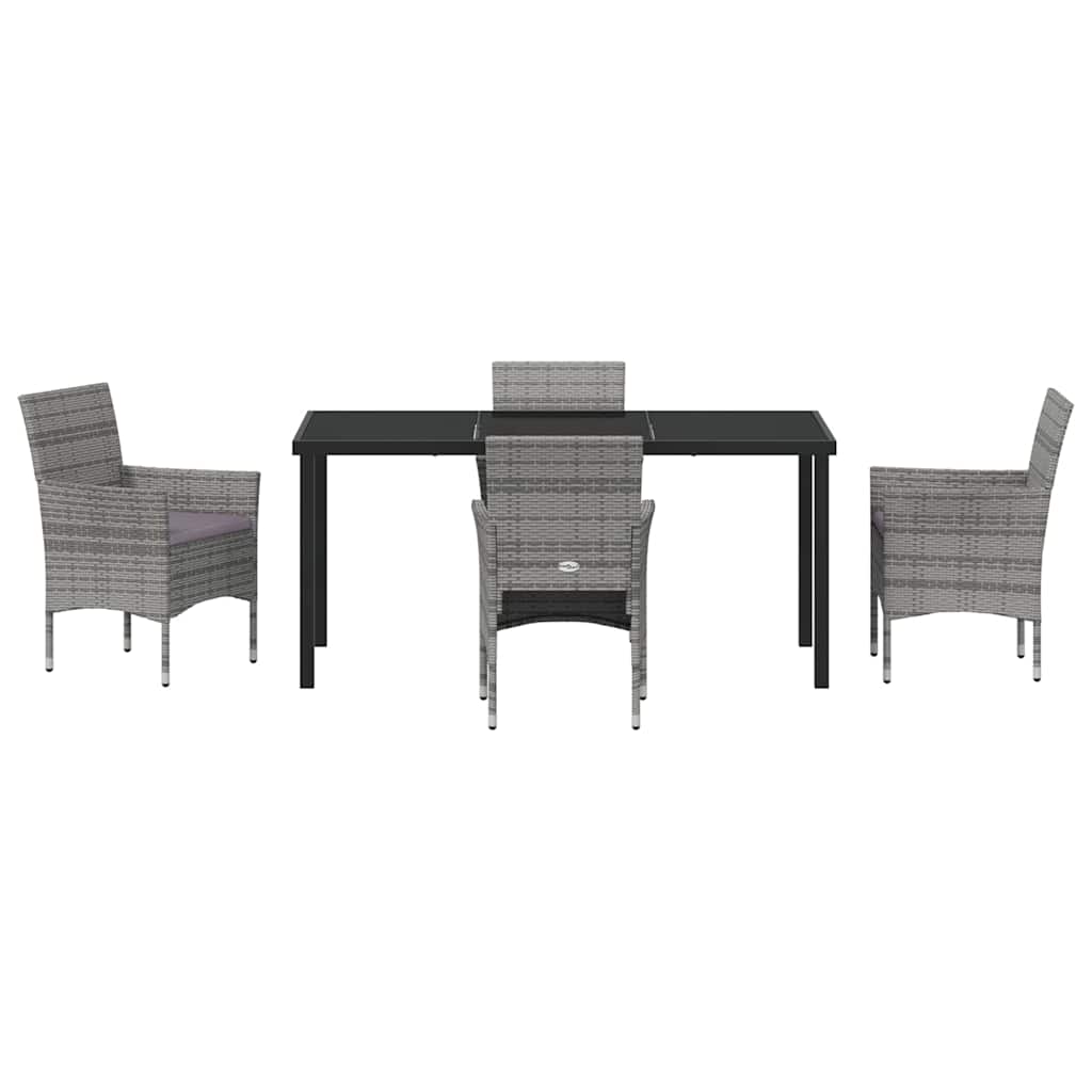Set da Pranzo per Giardino 5 pz Grigio polyrattan