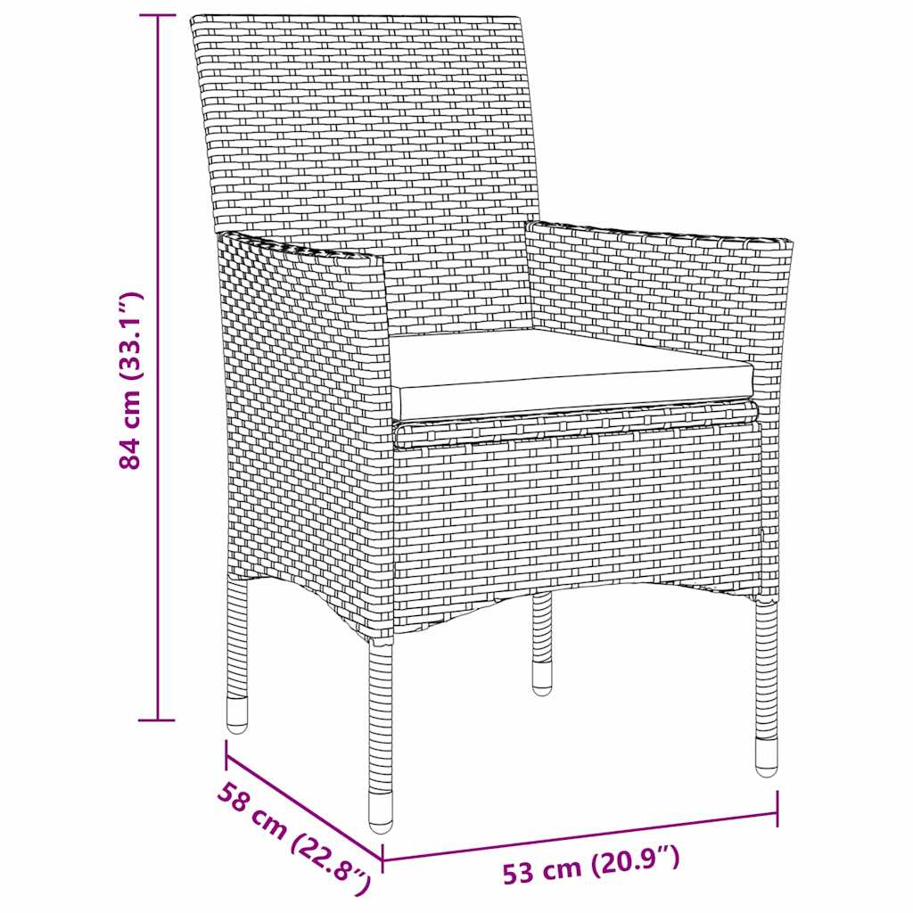 Set da Pranzo per Giardino 5 pz Beige polyrattan