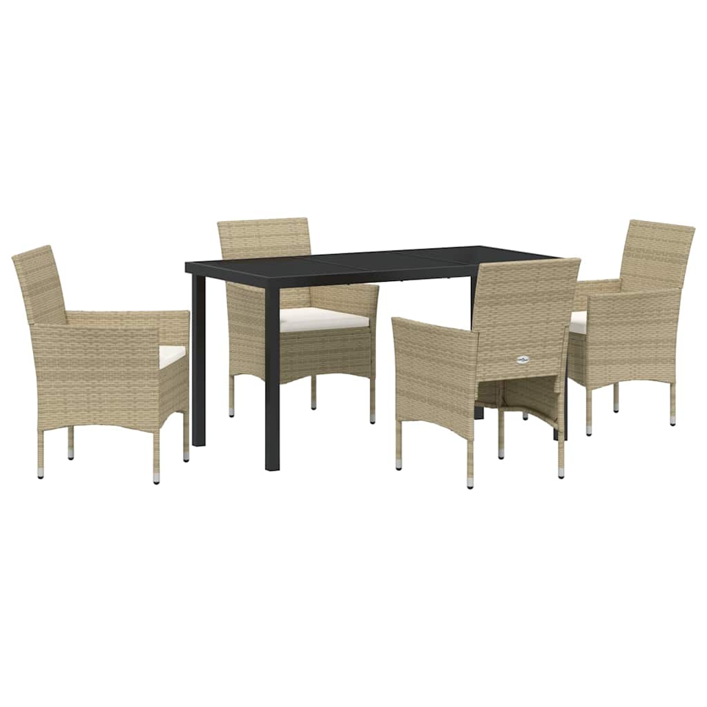 Set da Pranzo per Giardino 5 pz Beige polyrattan