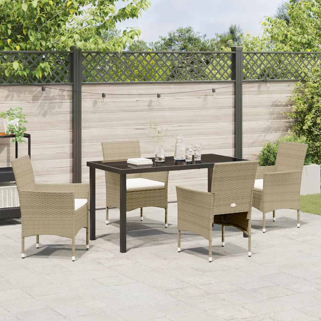 Set da Pranzo per Giardino 5 pz Beige polyrattan