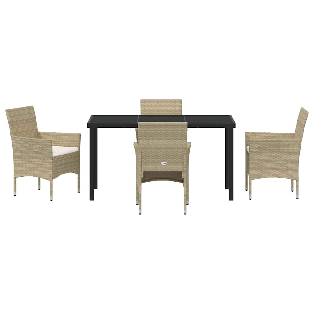 Set da Pranzo per Giardino 5 pz Beige polyrattan