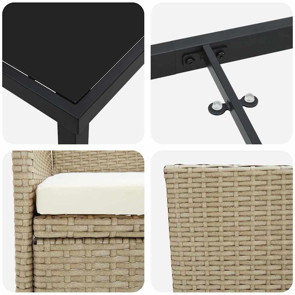 Set da Pranzo per Giardino 5 pz Beige polyrattan