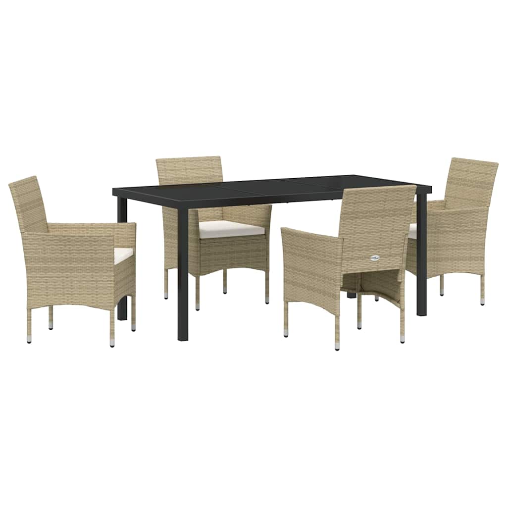 Set da Pranzo per Giardino 5 pz Beige polyrattan