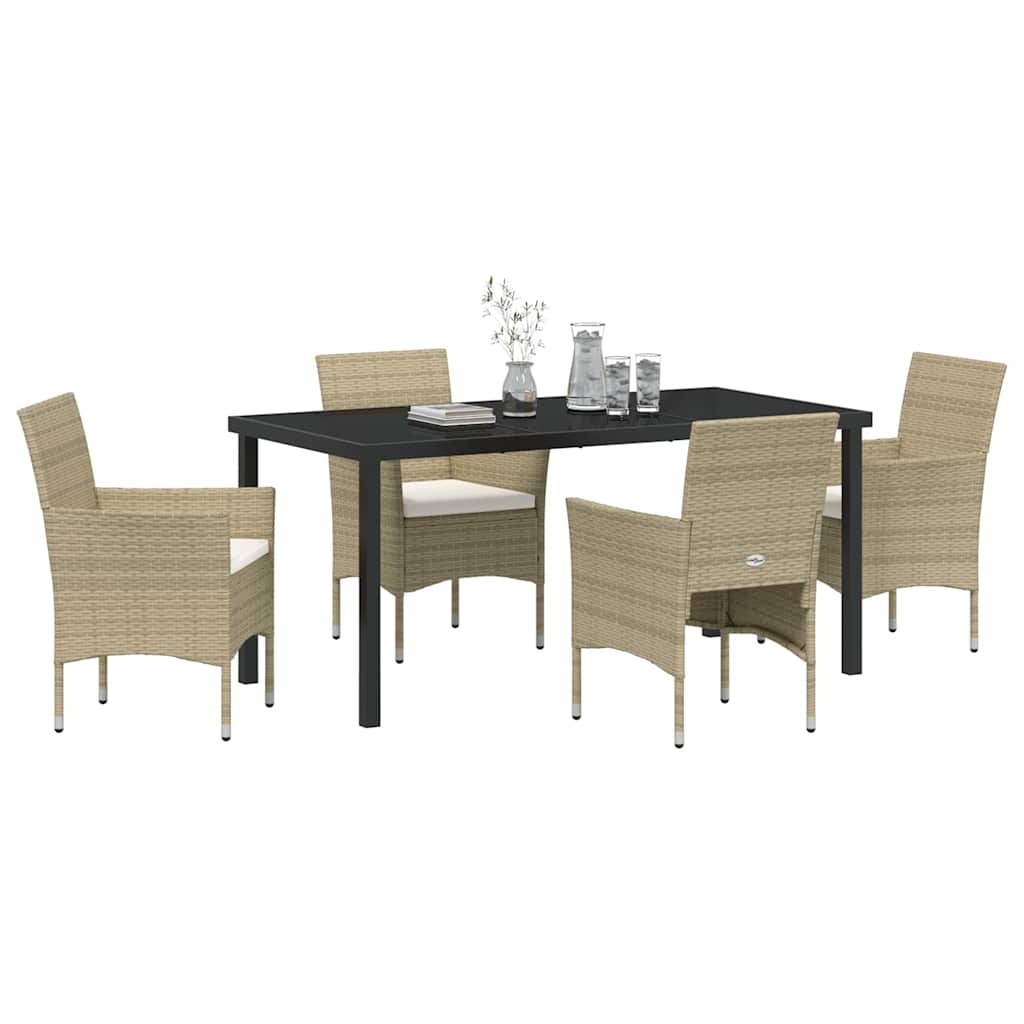 Set da Pranzo per Giardino 5 pz Beige polyrattan