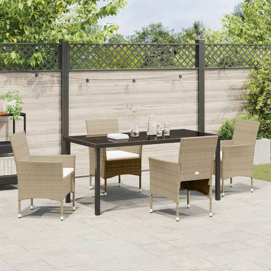 Set da Pranzo per Giardino 5 pz Beige polyrattan