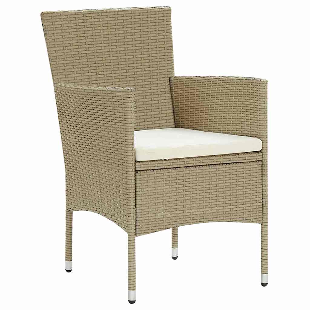 Set da Pranzo per Giardino 5 pz Beige polyrattan