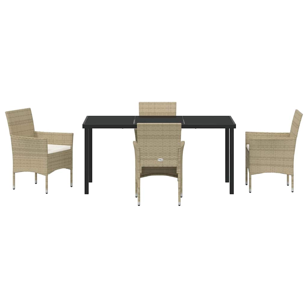 Set da Pranzo per Giardino 5 pz Beige polyrattan