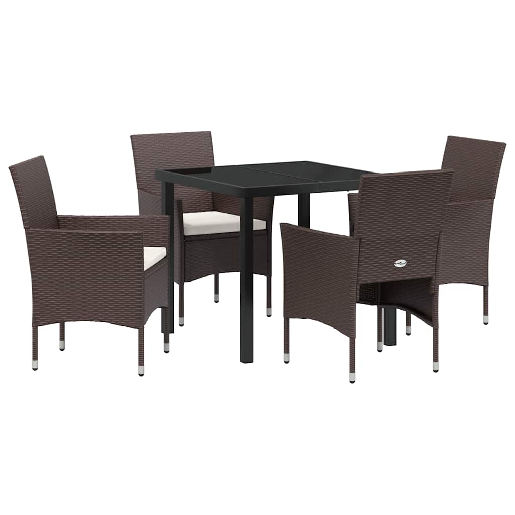 Set da Pranzo per Giardino 5 pz Marrone polyrattan
