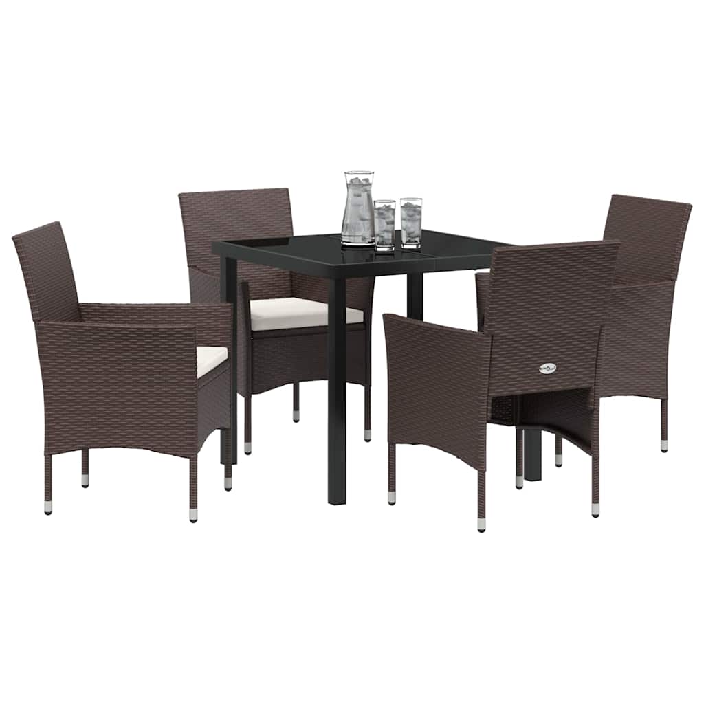 Set da Pranzo per Giardino 5 pz Marrone polyrattan