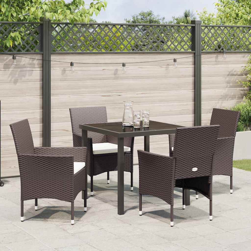Set da Pranzo per Giardino 5 pz Marrone polyrattan
