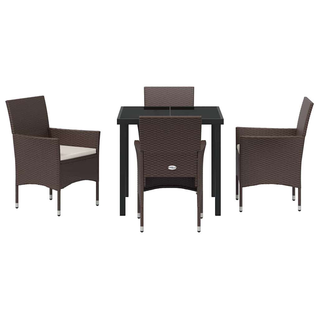 Set da Pranzo per Giardino 5 pz Marrone polyrattan