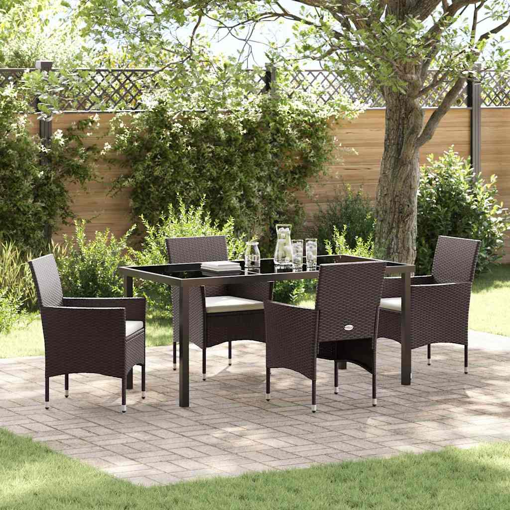 Set da Pranzo per Giardino 5 pz Marrone polyrattan