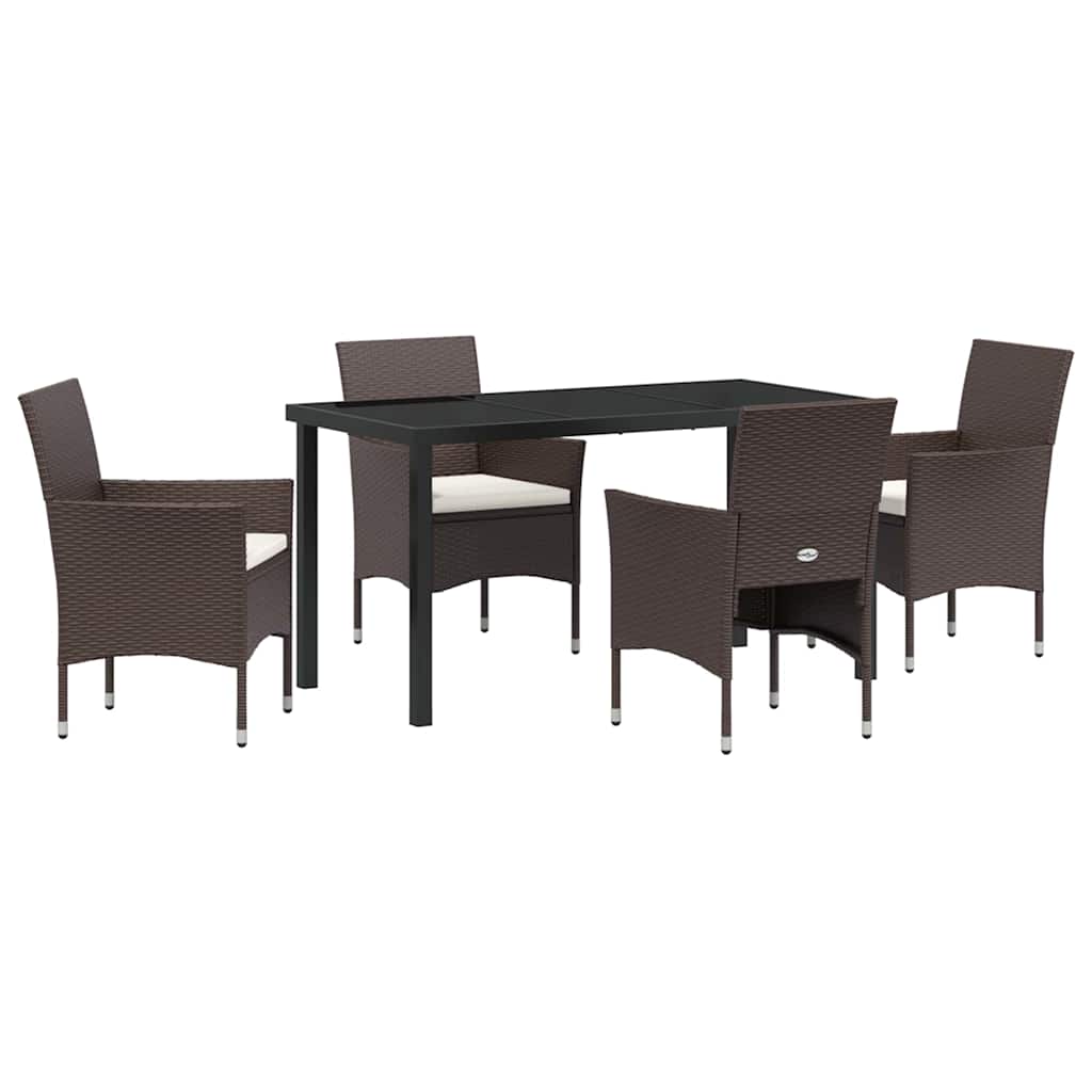 Set da Pranzo per Giardino 5 pz Marrone polyrattan