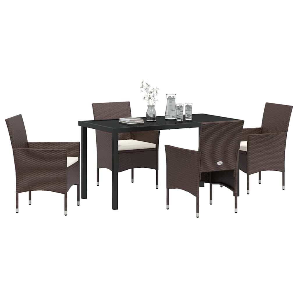 Set da Pranzo per Giardino 5 pz Marrone polyrattan