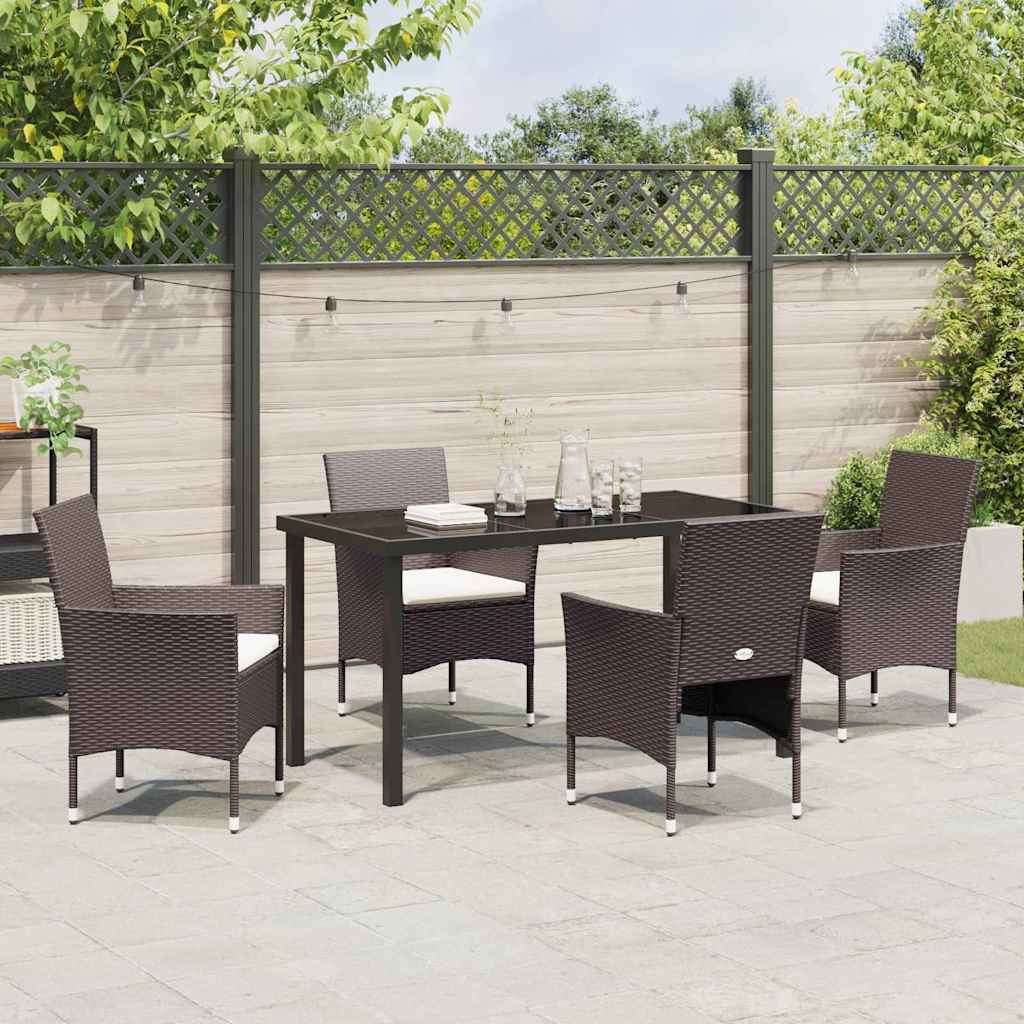 Set da Pranzo per Giardino 5 pz Marrone polyrattan