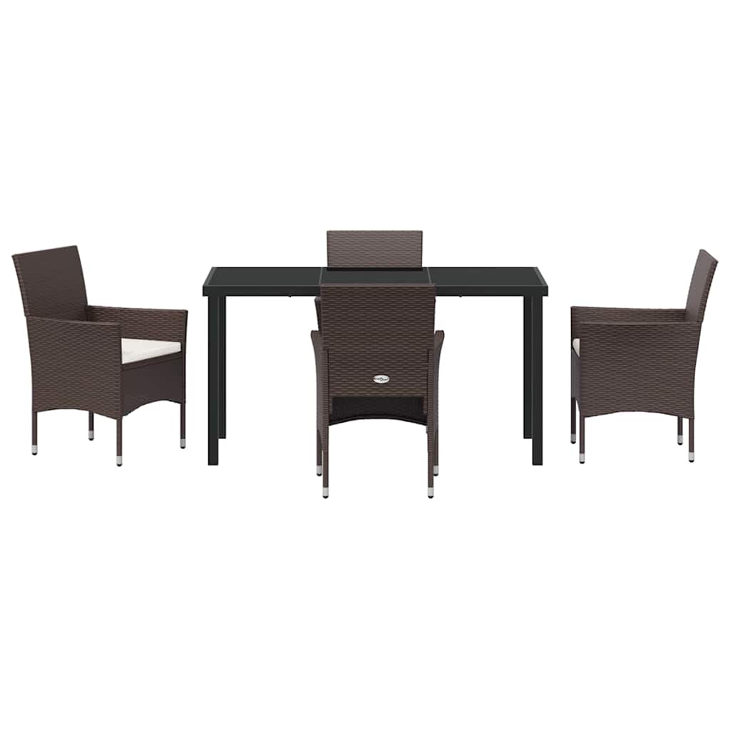 Set da Pranzo per Giardino 5 pz Marrone polyrattan