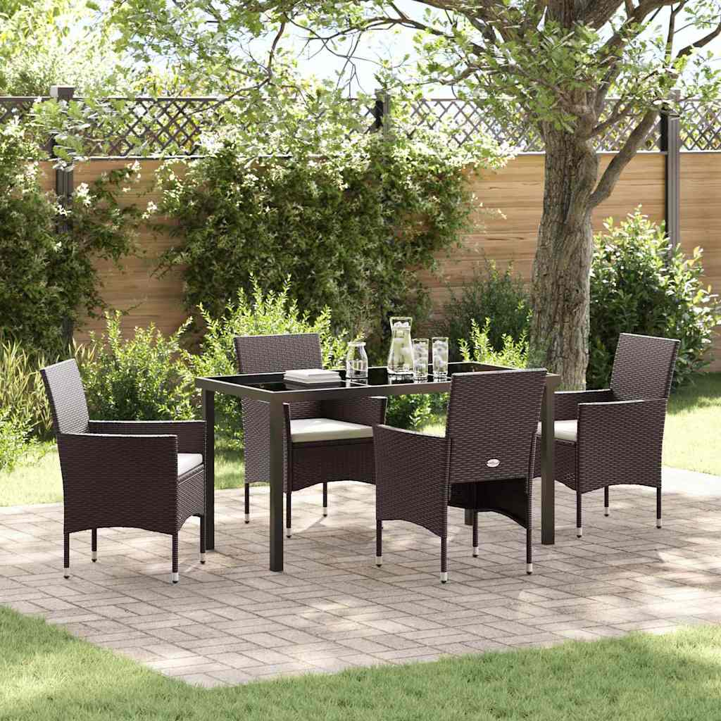 Set da Pranzo per Giardino 5 pz Marrone polyrattan