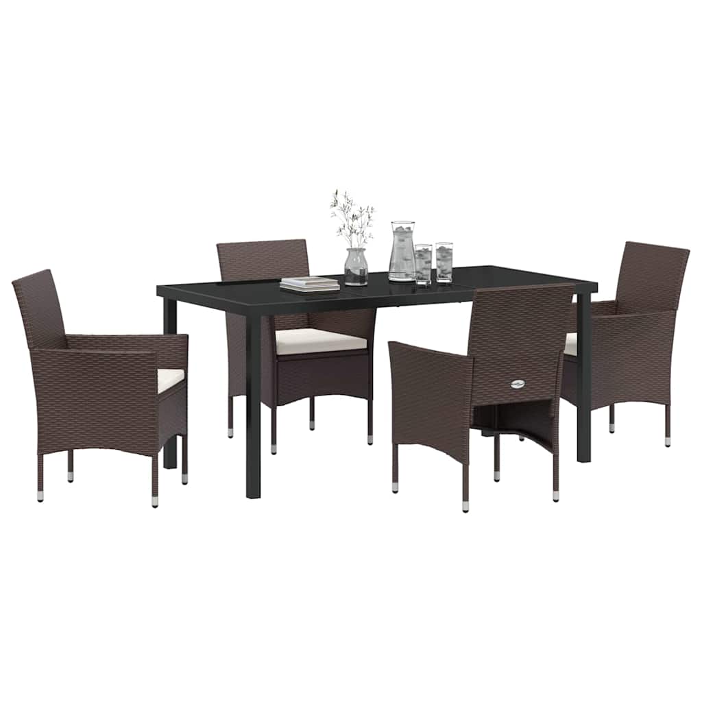 Set da Pranzo per Giardino 5 pz Marrone polyrattan