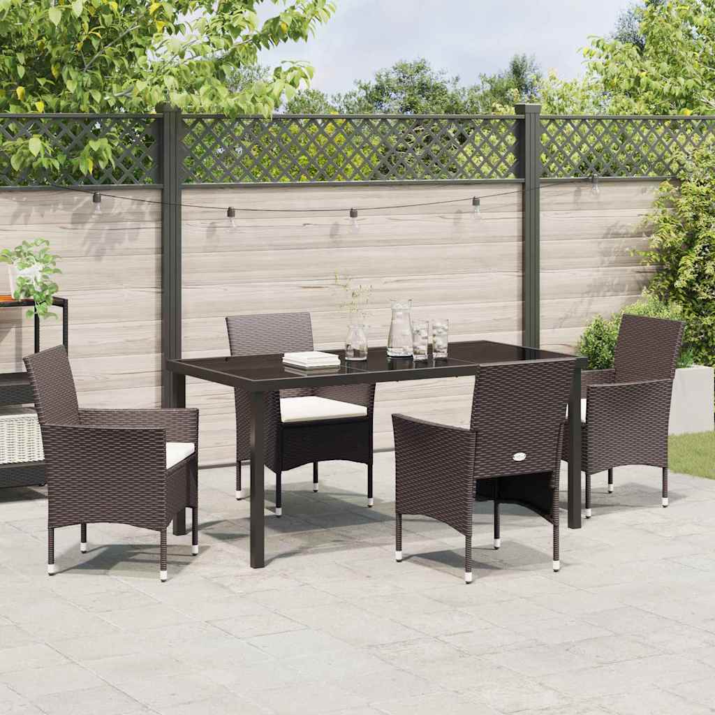 Set da Pranzo per Giardino 5 pz Marrone polyrattan