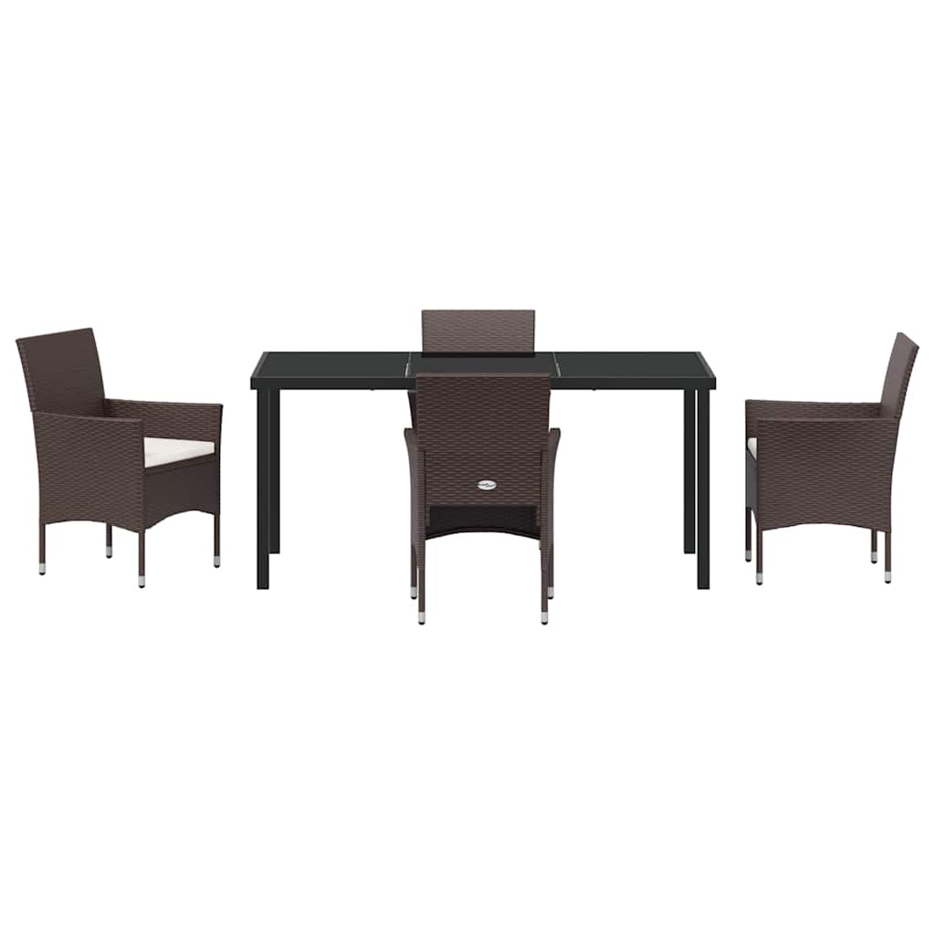 Set da Pranzo per Giardino 5 pz Marrone polyrattan
