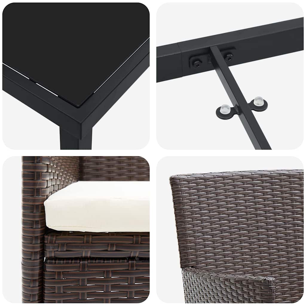 Set da Pranzo per Giardino 5 pz Marrone polyrattan
