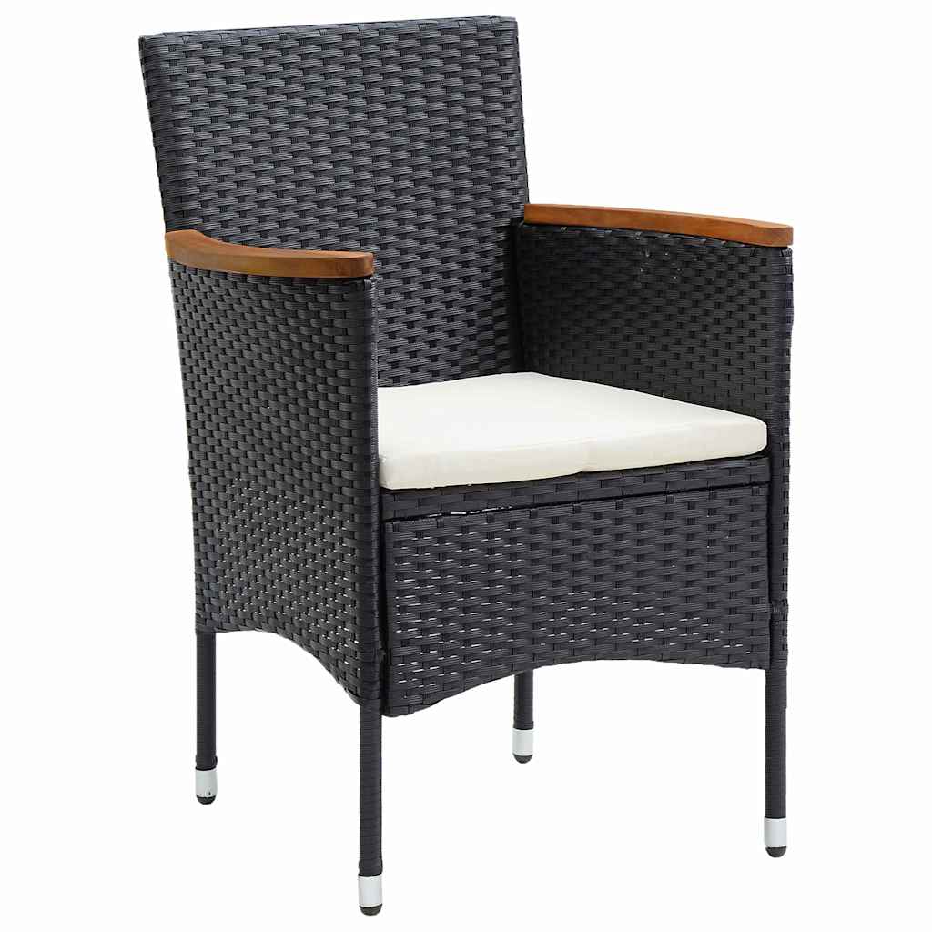 Set da Pranzo per Giardino 5 pz Nero polyrattan