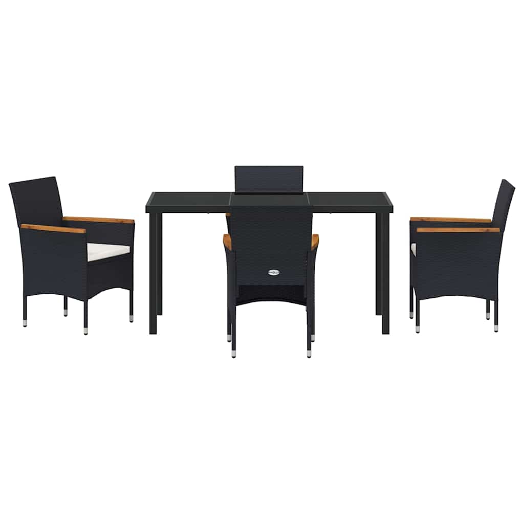 Set da Pranzo per Giardino 5 pz Nero polyrattan