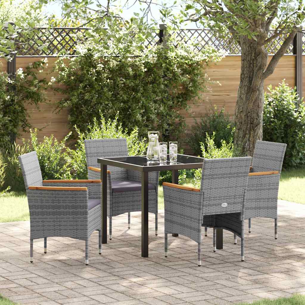 Set da Pranzo per Giardino 5 pz Grigio polyrattan