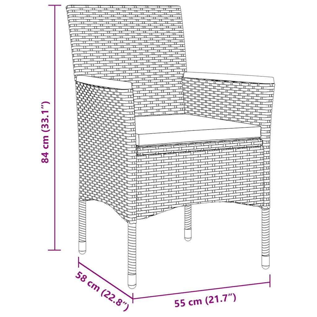 Set da Pranzo per Giardino 5 pz Grigio polyrattan
