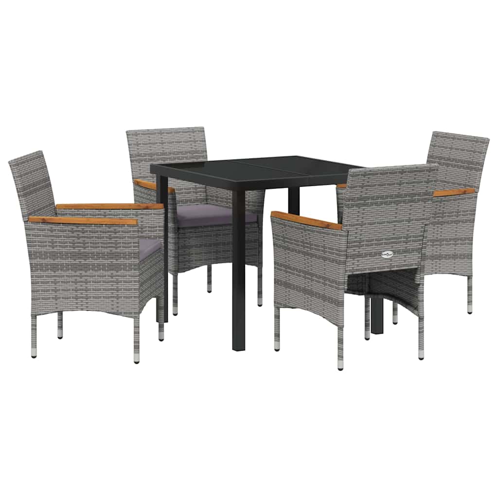 Set da Pranzo per Giardino 5 pz Grigio polyrattan