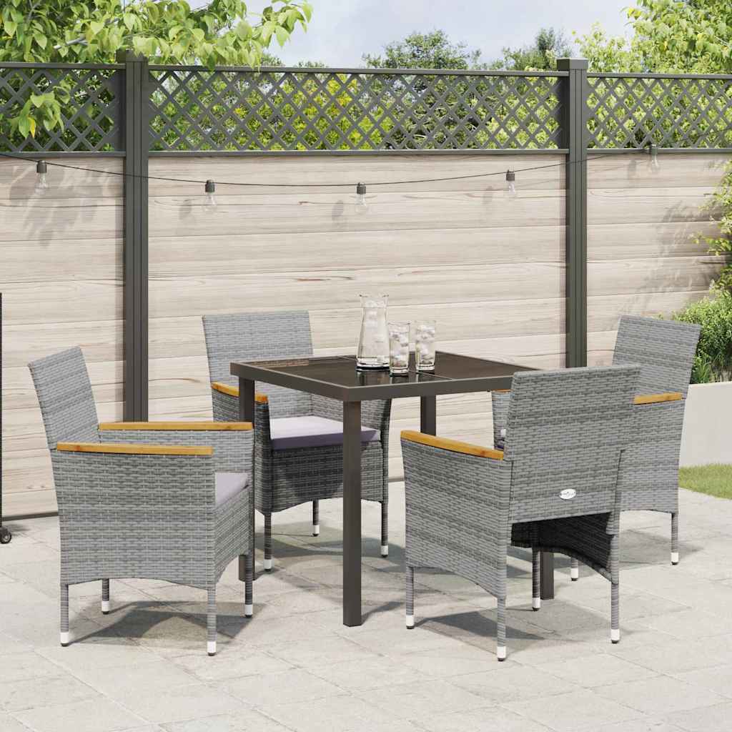 Set da Pranzo per Giardino 5 pz Grigio polyrattan