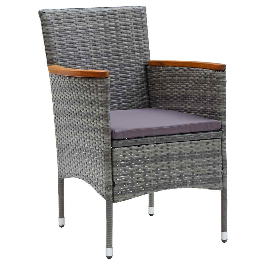 Set da Pranzo per Giardino 5 pz Grigio polyrattan