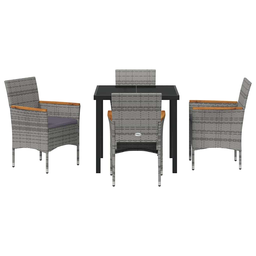 Set da Pranzo per Giardino 5 pz Grigio polyrattan