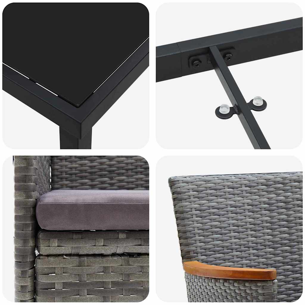 Set da Pranzo per Giardino 5 pz Grigio polyrattan